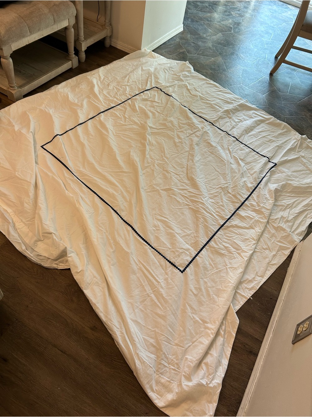 Pottery Barn Teen White Duvet Cover with Subtle Stitch Detail